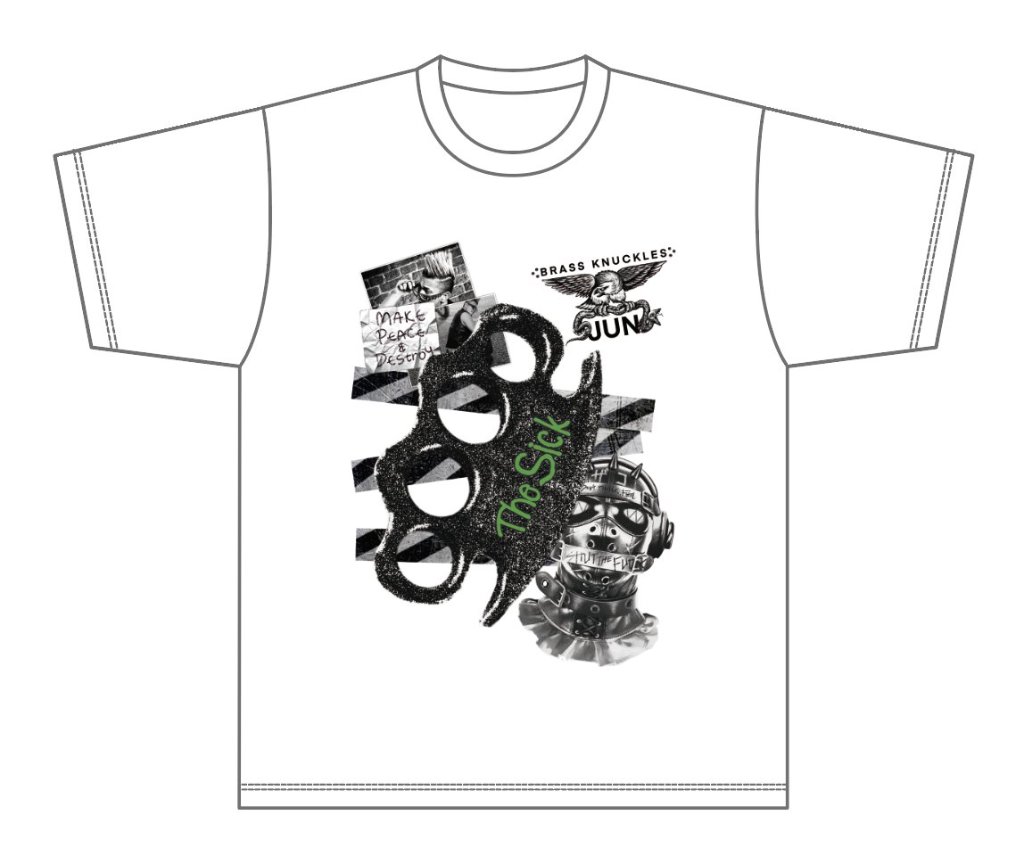 【S21】TheSick ブラスナックルJUN Tシャツ/白の画像