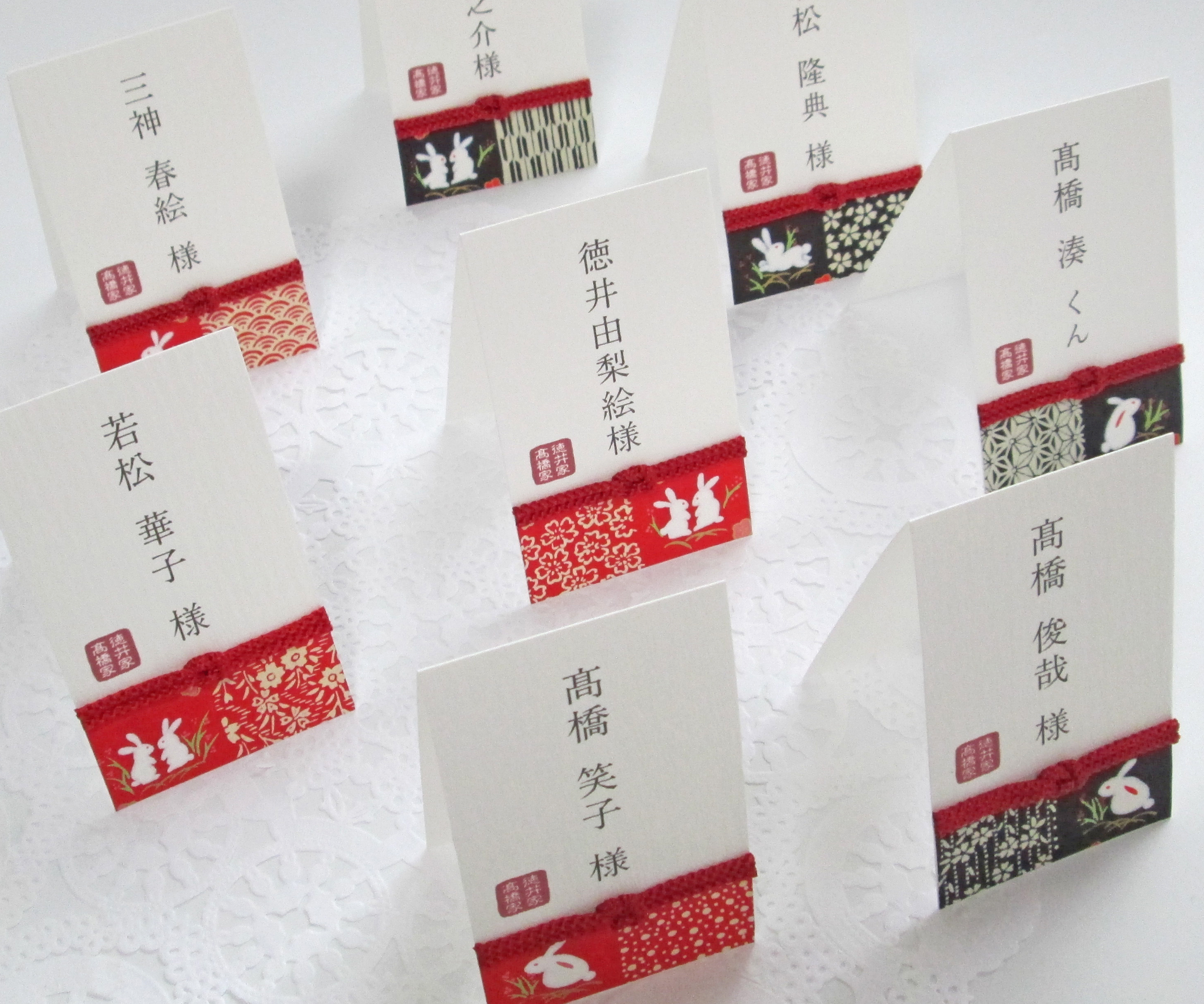 友禅和紙＜格子うさぎ＞　席札の画像