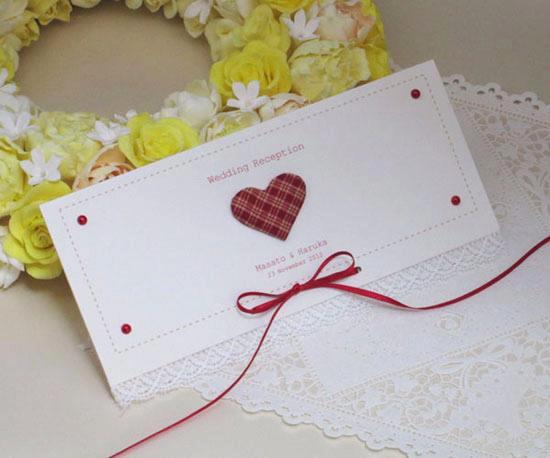 チェックのハート【手作り】席次表セットの画像