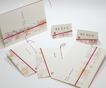 友禅和紙<白桜>【印刷込】一体型席次表画像
