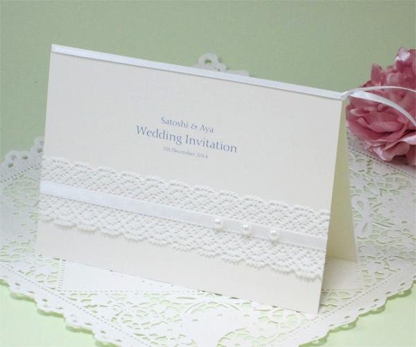 パールホワイト【手作り】招待状セットの画像
