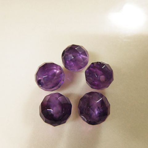 アメジストビーズ64面カット10ミリ 5個 1の画像