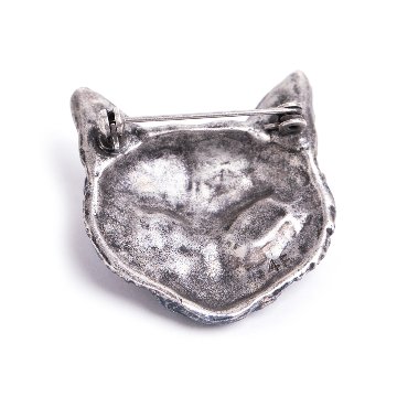 4F フィーアエフ　黒猫顔のブローチ　日本製　ピューターの画像