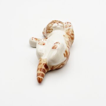 SENESHALL Studio Six へそ天で眠る猫茶トラ白猫 1987年ヴィンテージの画像