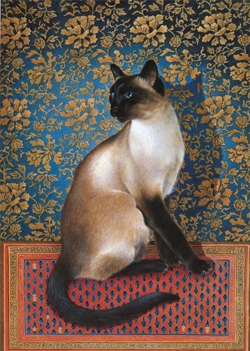 レズリーアンアイボリー 猫の輸入グリーティングカード封筒付 Phuan on a Chinese carpetの画像