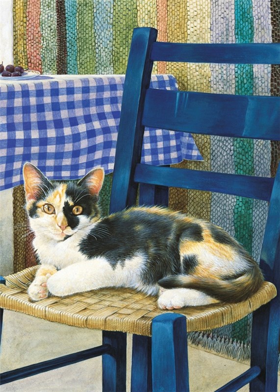 レズリーアンアイボリー 猫の輸入グリーティングカード封筒付 Mikado on a chairの画像