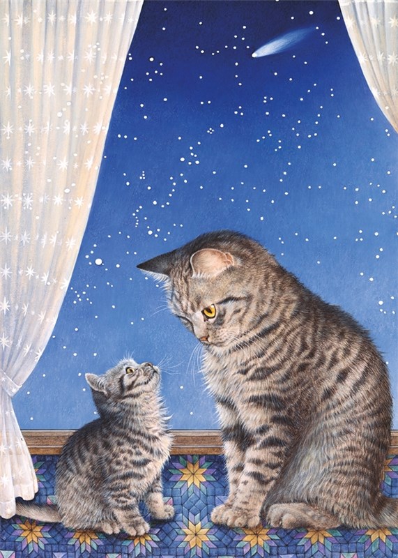 レズリーアンアイボリー 猫の輸入グリーティングカード封筒付 Mintaka with his mother Lucyの画像
