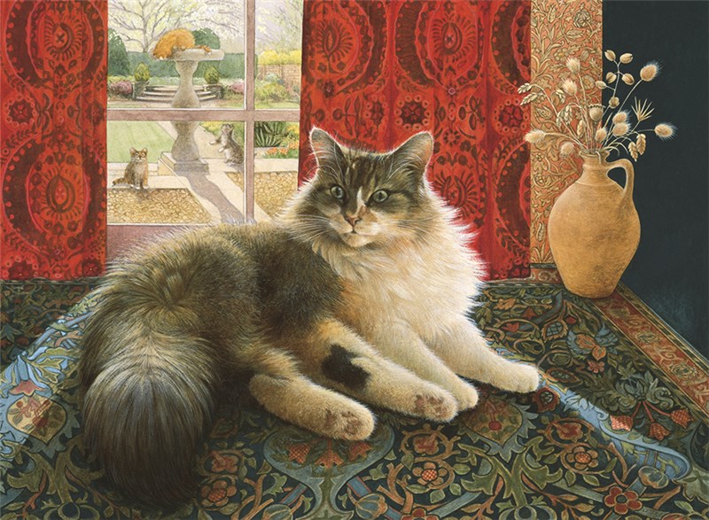 レズリーアンアイボリー 猫の輸入グリーティングカード封筒付　Agneatha and the greek vaseの画像