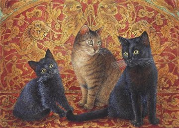 レズリーアンアイボリー 猫の輸入グリーティングカード封筒付 Hannibal, Morse and Sageの画像