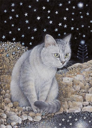 レズリーアンアイボリー 猫の輸入グリーティングカード封筒付 Mumu in Reflectionの画像