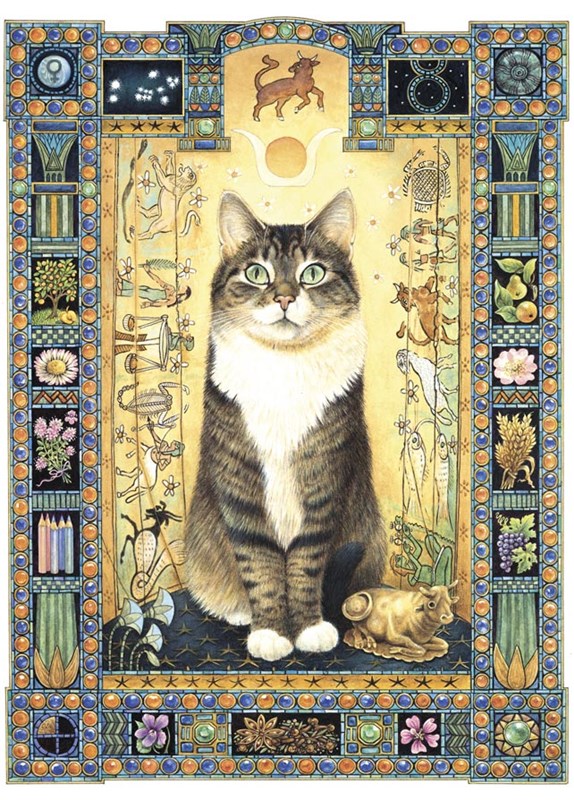 レズリーアンアイボリー12星座の猫の輸入グリーティングカード封筒付 牡牛座の画像
