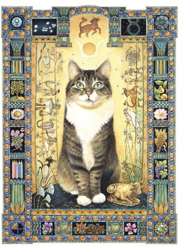 レズリーアンアイボリー12星座の猫の輸入グリーティングカード封筒付 牡牛座の画像