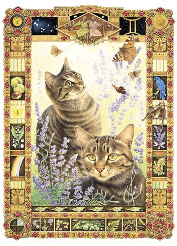 レズリーアンアイボリー12星座の猫の輸入グリーティングカード封筒付 双子座の画像