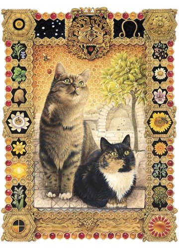 レズリーアンアイボリー12星座の猫の輸入グリーティングカード封筒付 獅子座の画像
