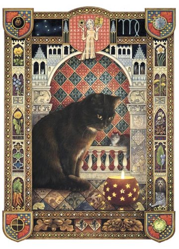 レズリーアンアイボリー12星座の猫の輸入グリーティングカード封筒付 乙女座の画像