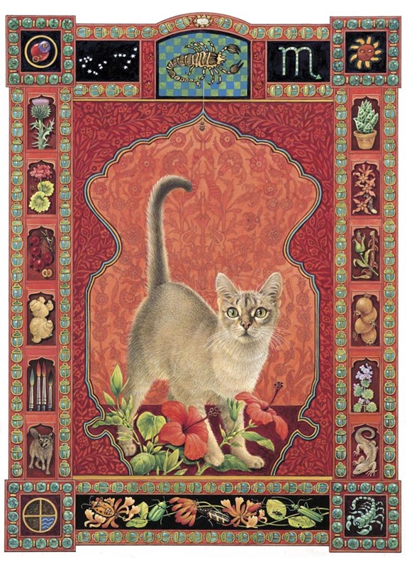 レズリーアンアイボリー12星座の猫の輸入グリーティングカード封筒付 蠍座の画像