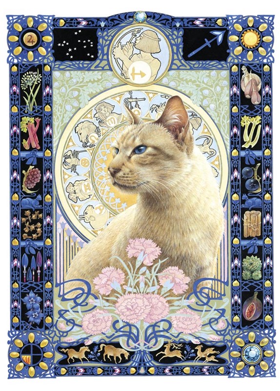 レズリーアンアイボリー12星座の猫の輸入グリーティングカード封筒付 射手座の画像