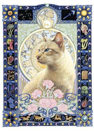 レズリーアンアイボリー12星座の猫の輸入グリーティングカード封筒付 射手座の画像