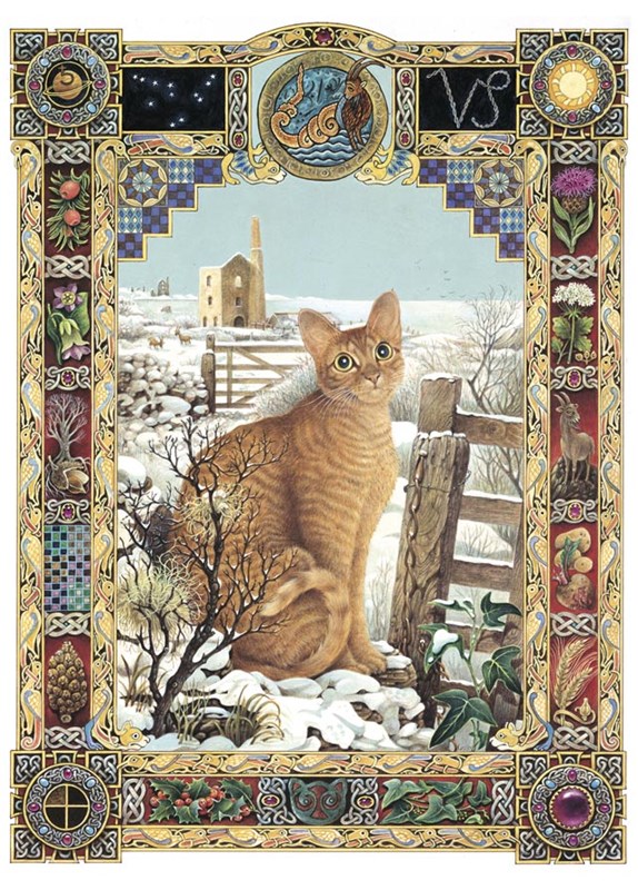 レズリーアンアイボリー12星座の猫の輸入グリーティングカード封筒付 山羊座の画像