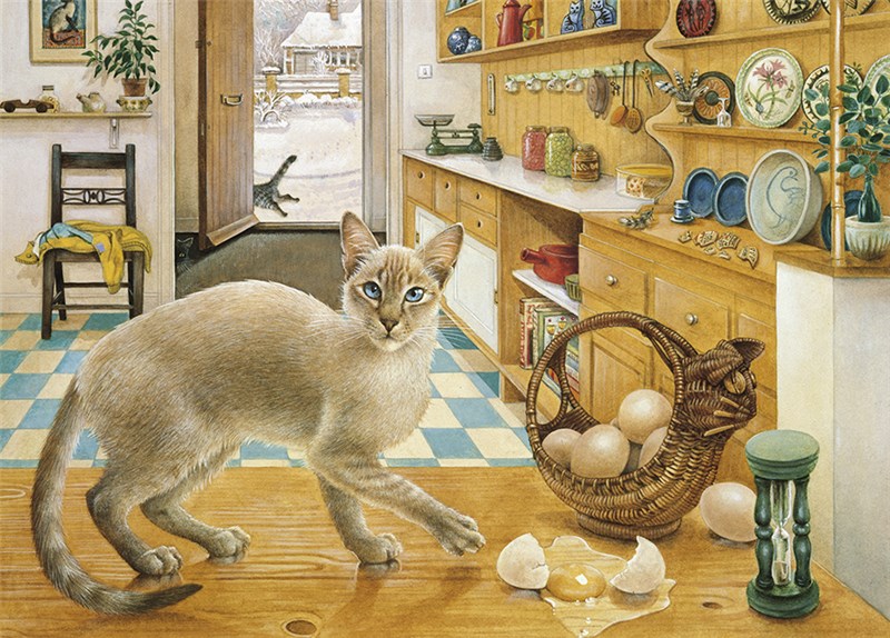 レズリーアンアイボリー 猫の輸入グリーティングカード封筒付 Ra-Ra in the kitchenの画像
