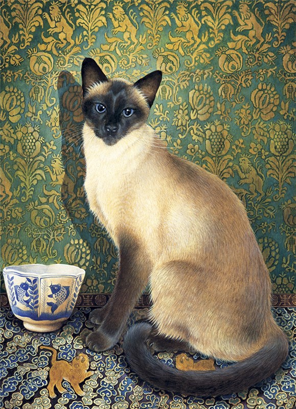 レズリーアンアイボリー 猫の輸入グリーティングカード封筒付 Phuan and the Chinese rice bowlの画像