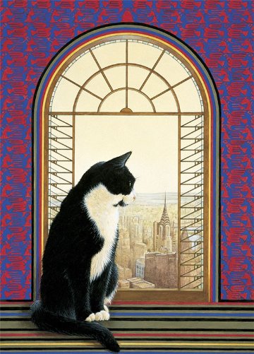 レズリーアンアイボリー 猫の輸入グリーティングカード封筒付 Chesterton in New Yorkの画像