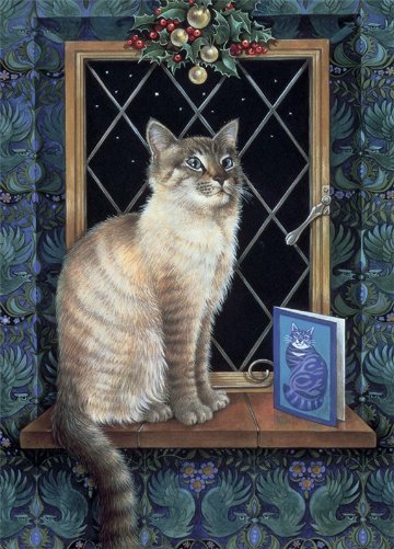 レズリーアンアイボリー 猫の輸入グリーティングカード封筒付 Mau-Mau and the Christmas cardの画像