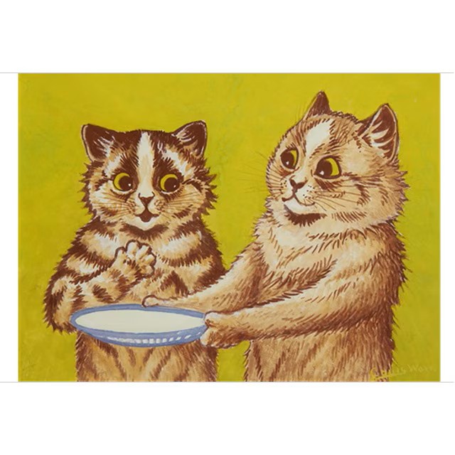 Louis Wain　"Would you like some milk?"　ポストカードTIM & SAILOR オリジナルの画像