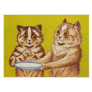 Louis Wain　"Would you like some milk?"　ポストカードTIM & SAILOR オリジナルの画像