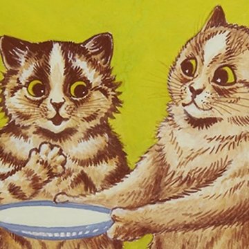 Louis Wain　"Would you like some milk?"　ポストカードTIM & SAILOR オリジナルの画像