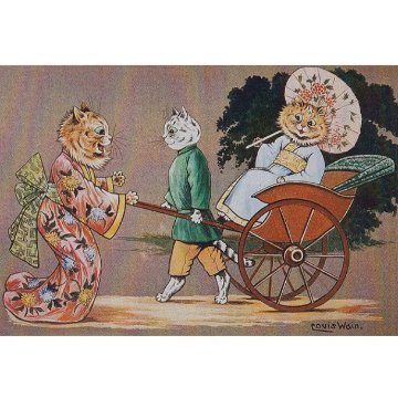 Louis Wain　"Love at first sight"　ポストカードTIM & SAILOR オリジナルの画像