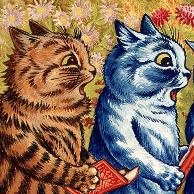 Louis Wain "Three cats singing"　ポストカードTIM & SAILOR オリジナルの画像