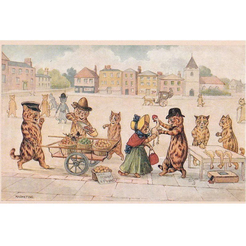 Louis Wain "Marketing" ポストカード　TIM & SAILORオリジナルの画像