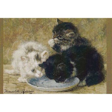 Henriette Ronner-Knip "Three Kittens" アンティーク猫の絵のポストカード TIM & SAILORオリジナル ポストカード　TIM & SAILORオリジナルの画像