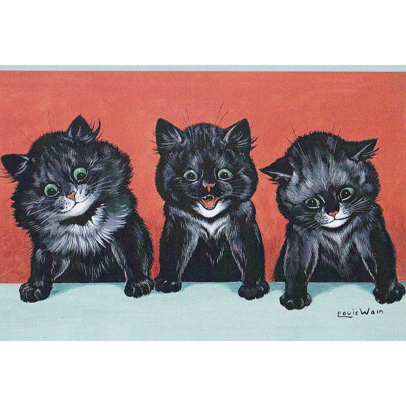 Louis Wain ”There is luck in odd numbers” 黒猫のポストカード　TIM & SAILORオリジナルの画像