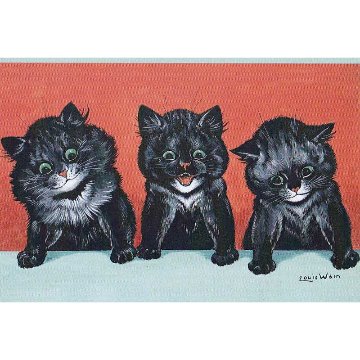 Louis Wain ”There is luck in odd numbers” 黒猫のポストカード　TIM & SAILORオリジナルの画像
