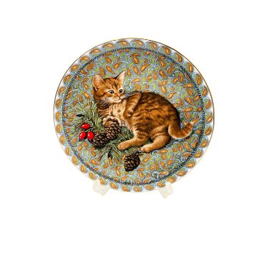 エインズレイ レズリー・アン・アイボリー猫の絵皿 Meet My Kittens 1月ブラッサムの画像