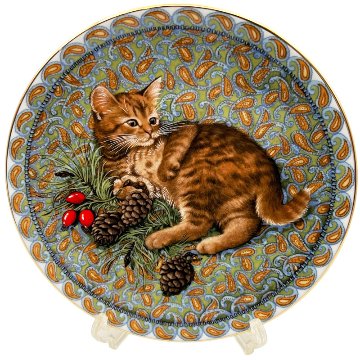 エインズレイ レズリー・アン・アイボリー猫の絵皿 Meet My Kittens 1月ブラッサムの画像