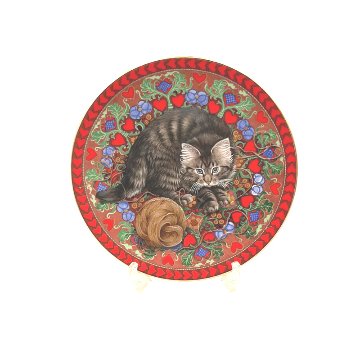 エインズレイ レズリー・アン・アイボリー猫の絵皿 Meet My Kittens 2月ラスキンの画像