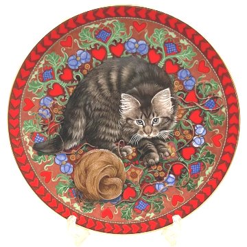 エインズレイ レズリー・アン・アイボリー猫の絵皿 Meet My Kittens 2月ラスキンの画像