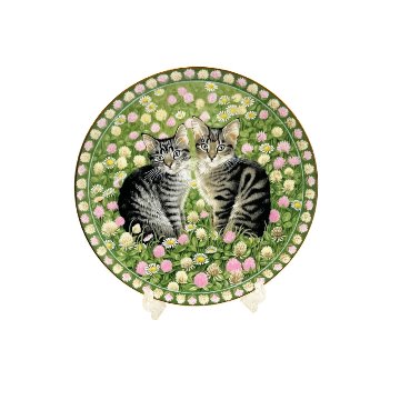 エインズレイ レズリー・アン・アイボリー猫の絵皿 Meet My Kittens 5月マペットとエミュの画像