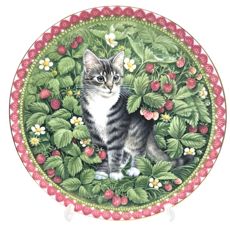 エインズレイ レズリー・アン・アイボリー猫の絵皿 Meet My Kittens 7月ジェマの画像