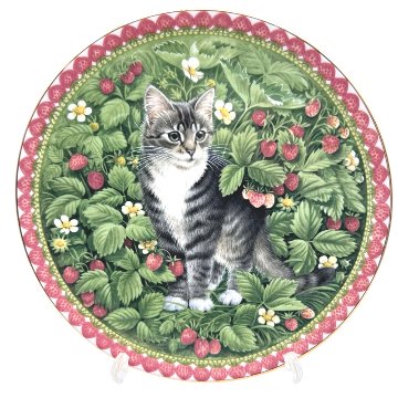 エインズレイ レズリー・アン・アイボリー猫の絵皿 Meet My Kittens 7月ジェマの画像