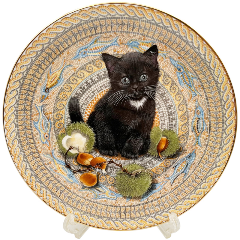 エインズレイ レズリー・アン・アイボリー猫の絵皿 Meet My Kittens 9月ガブリエルの画像