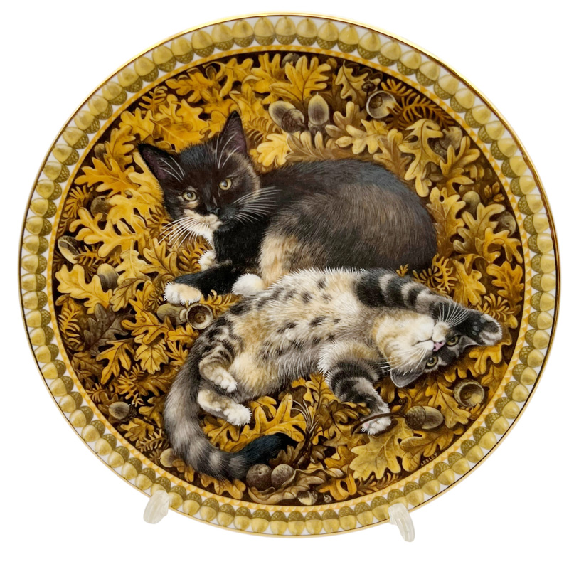 エインズレイ レズリー・アン・アイボリー猫の絵皿 Meet My Kittens 11月 オクトパシーとモトリーの画像