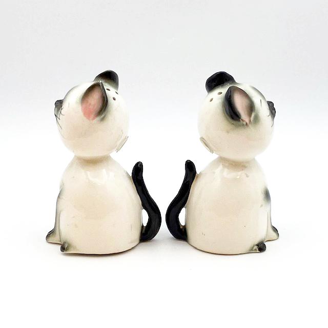 Norcrest Japan　満面の笑みのシャム猫ちゃんペアのソルト＆ペッパーシェイカー　1950年代ごろの画像
