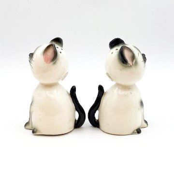 Norcrest Japan　満面の笑みのシャム猫ちゃんペアのソルト＆ペッパーシェイカー　1950年代ごろの画像