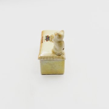 幸運のホワイトヘザーと猫のトリンケットボックス　小物入れ  1900年代初〜中期の画像