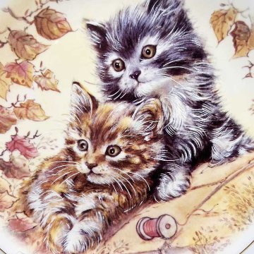 英国 Hudson & Middleton 猫の絵皿　2匹の子猫の画像
