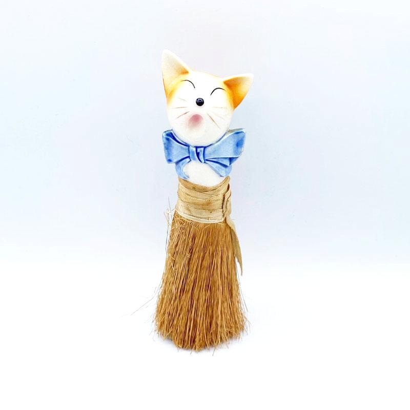 <珍品>ヴィンテージ　猫型ハーフドールブラシミニほうき　1930年代頃　日本製の画像